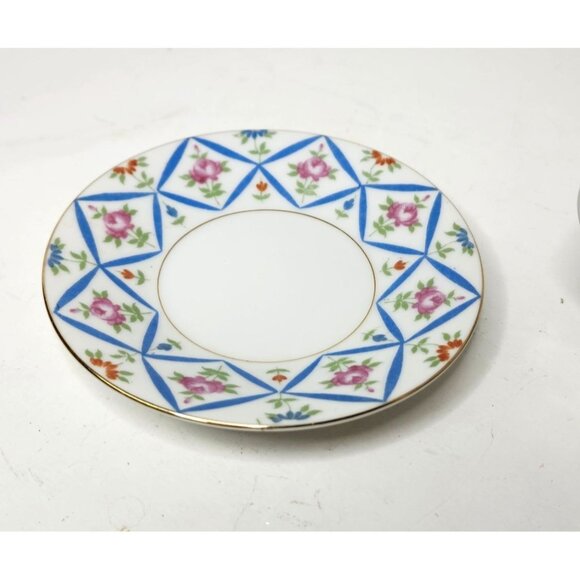 Lefton Hand Painted Demitasse Cup & Saucer Set With Floral Geometric Pattern #3 - Picture 5 of 6